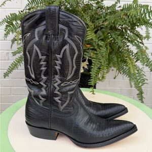 Vintage MFRA Montana Made in Mexico Black Western Cowboy Boots Size 8.5 M 10 W